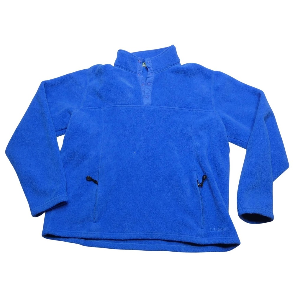L.L.Bean Fleece Pullover Mens XL Blue‎ Polartec Quarter Snap Zip Pockets Warm